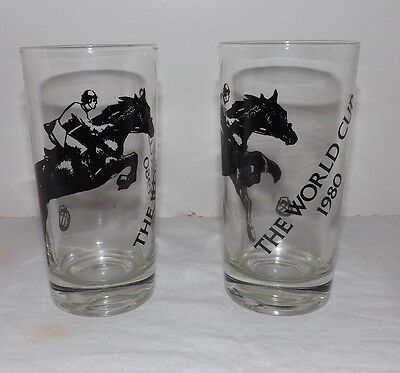 PAIR of 1980 The WORLD CUP FEI Horse Show Jumping Championship Souvenir Tumblers