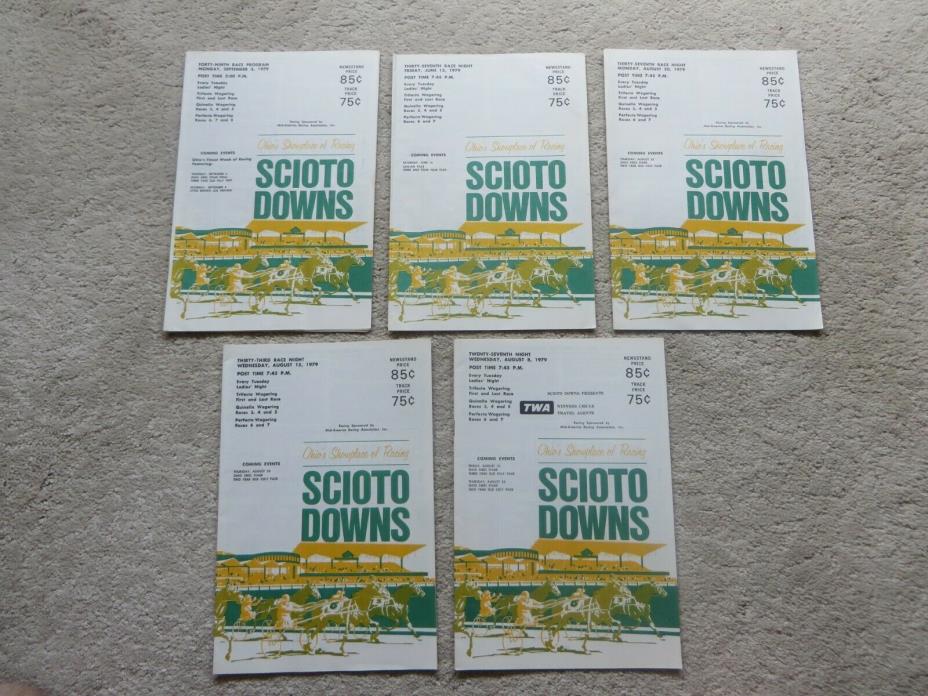 HARNESS HORSE RACING 1979  SCIOTO DOWNS PROGRAMS LOT OF 5