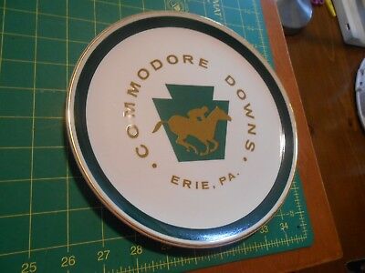 VINTAGE COMMODORE DOWNS PLATE ERIE PA HORSE RACETRACK CLOSED