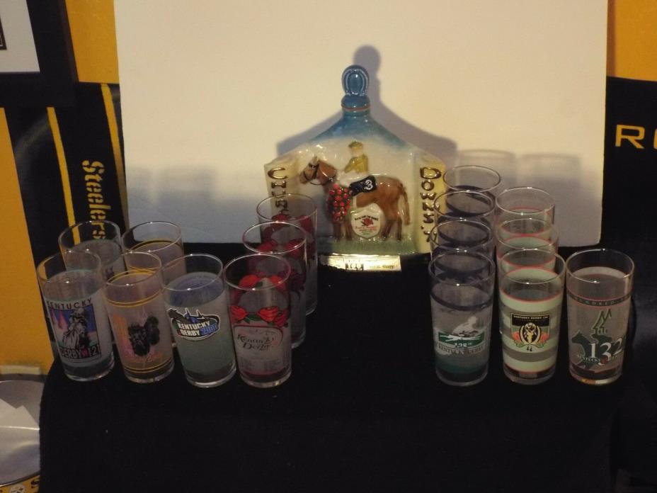 21 Kentucky Derby Glasses & 1971 Jim Beam Decanter A Must See Collection