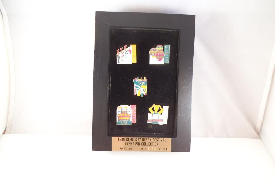 Framed 5 Pin Collector Set Kentucky Derby Festival 1989 Event Collection