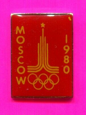 1980 OLYMPIC METAL PIN DOMED ENAMEL PIN RED TOWER PIN