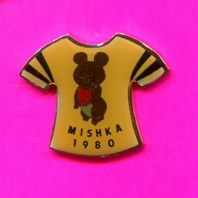 1980 OLYMPIC MISHA METAL PIN DOMED ENAMEL PIN MISHKA T SHIRT PIN