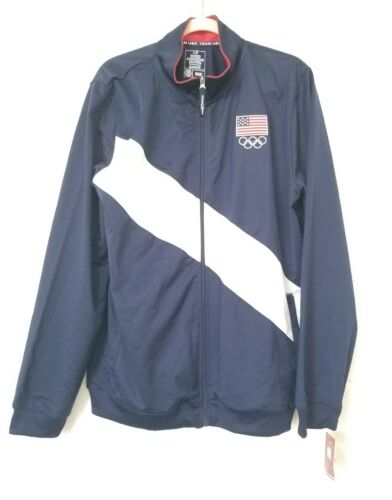 New - TEAM USA Apparel Olympic Warm Up Track Jacket Size L Navy Blue Full Zip