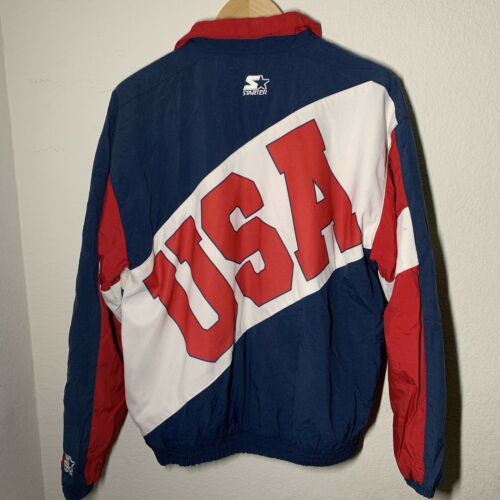 Vintage Starter 1996 Atlanta Olympic Games Team USA Jacket Mens M Red White Blue