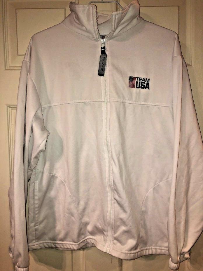 Womens M OLYMPIC COMMITTEE Team USA Zip Up track Jacket White Athletic
