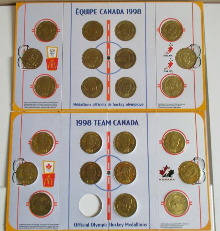 McDonalds-1998 Team Canada Olympic Hockey Medallions as shown - REDUCED $2.00
