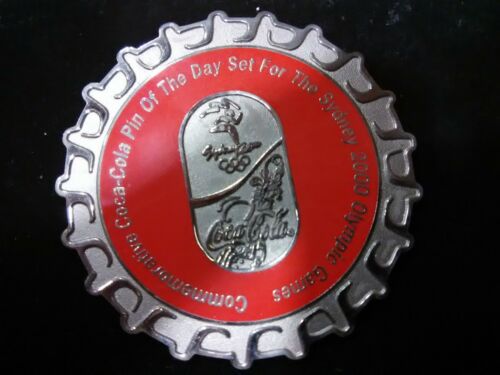 2000 SYDNEY OLYMPIC COCA COLA PIN OF THE DAY SILVER PIN SET BOTTLE CAP W/ CASE