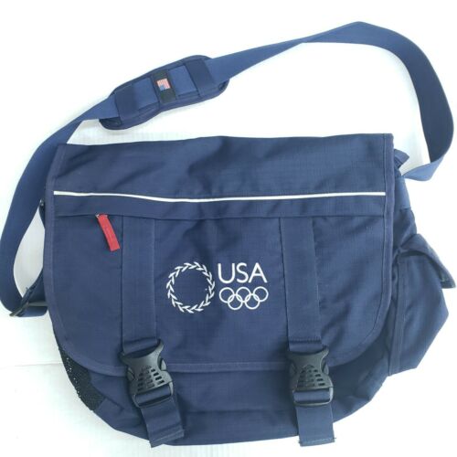 Vintage Roots USA 2004 Olympics Messenger Laptop Bag Blue