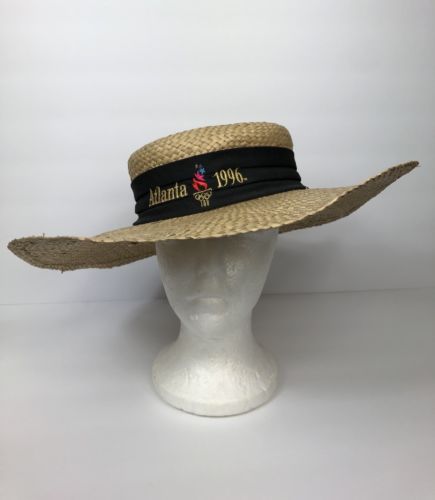 Vintage Authentic 1996 Atlanta Olympics Ladies Straw Hat Black Ribbon