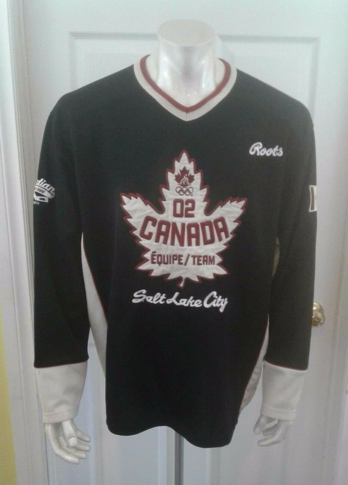 Team Canada 2002 Salt Lake City Olympics Roots Canada Men's Black Jersey Size XL