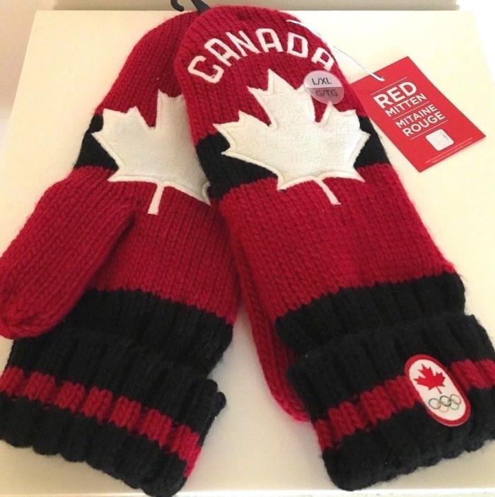Canadian Winter Olympics HBC Red Mittens Pyeong Chang 2018 Adult  Size L/XL