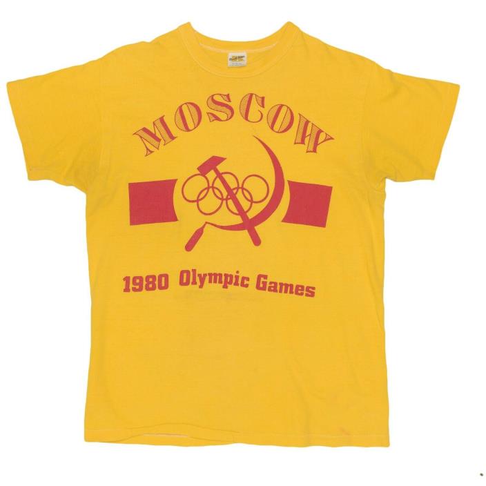 Vintage 1980 Moscow Soviet Olympic Games T-Shirt Russell Athletic Men's Small/XS