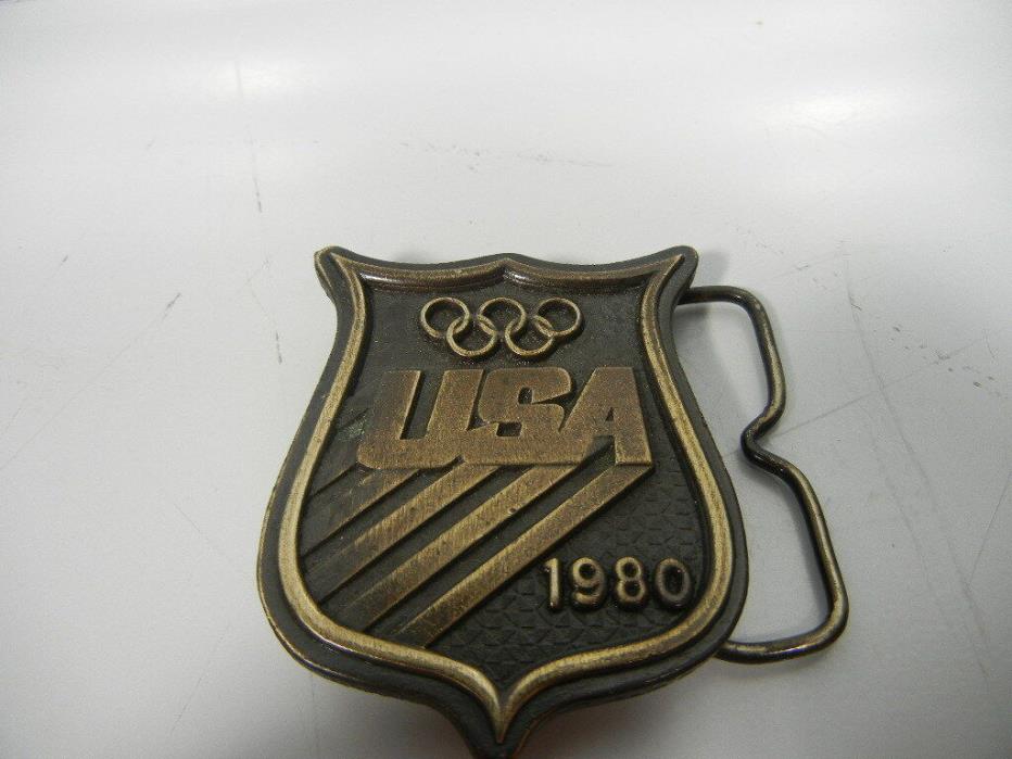 USA 1980 Olympic Brass Belt Buckle .. Bergamot Brass Works