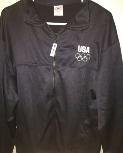 USA Olympic Committee Black Jacket Mens Xl Great Condition