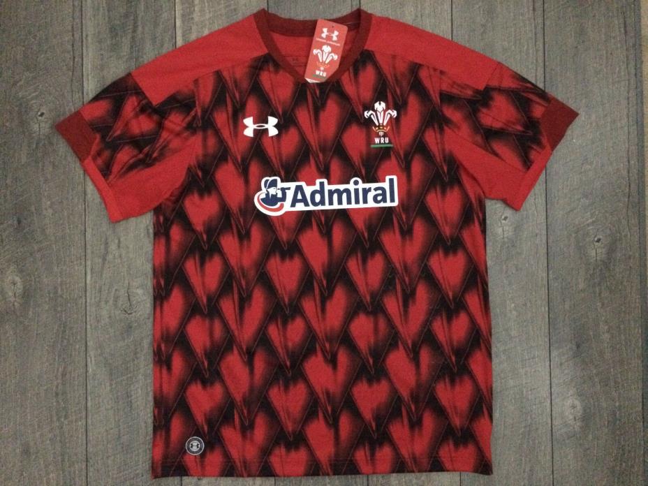 UNDER ARMOUR Wales WRU Welsh Rugby Union Jersey Mens Small Red Black NWT $88.00