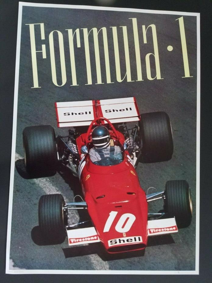 VINTAGE FERRARI 312B JACKY ICKX FORMLA ONE  F1 ORIGINAL 1970 Racing Poster 70s