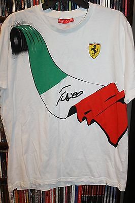 Puma Ferrari Fisichella 03 White T Tee Shirt Mens sz XL rare  (b127)