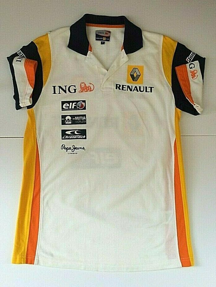 ING Renault F1 Team Mens Polo Golf Shirt Small White Logo Print Official Product