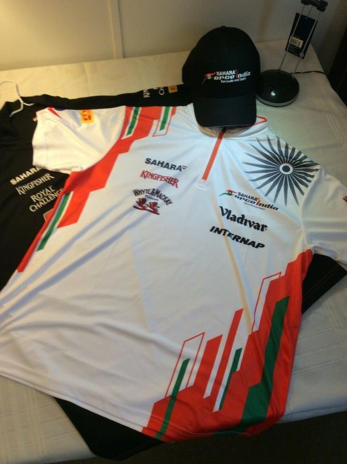 formula 1 shirt - SAHARA FORCE INDIA Black Jersey, White Jersey and Black Cap