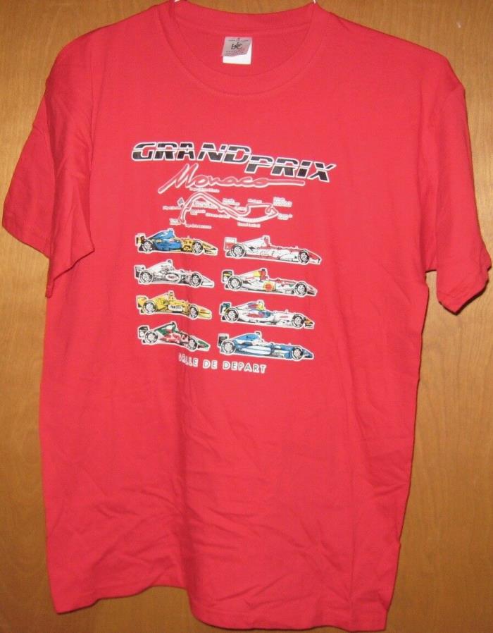 NEW Grand Prix Monaco T-Shirt Red With Formula 1 & Race Course Graphics Size M