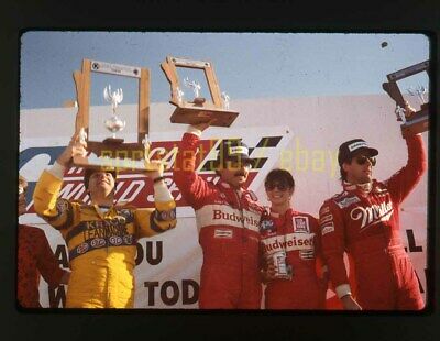 Andretti/Sullivan/Rahal - 1986 CART Victory Lane PIR - Vtg 35mm Race Slide 11978