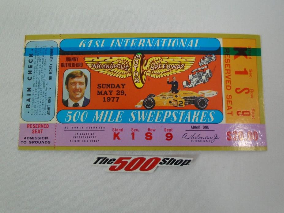 1977 Indianapolis 61st International 500 Mile Sweepstakes Used Race Ticket Stubs