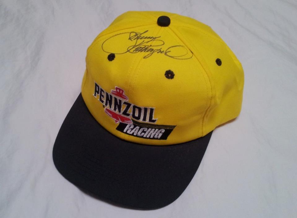 Vintage Pennzoil Racing Johnny Rutherford Signed Yellow Snapback Hat - Indy 500