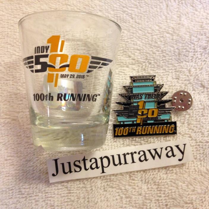 100TH Running Indianapolis 500 Event Collector Shot Glass And Pagoda Pin 2016,N