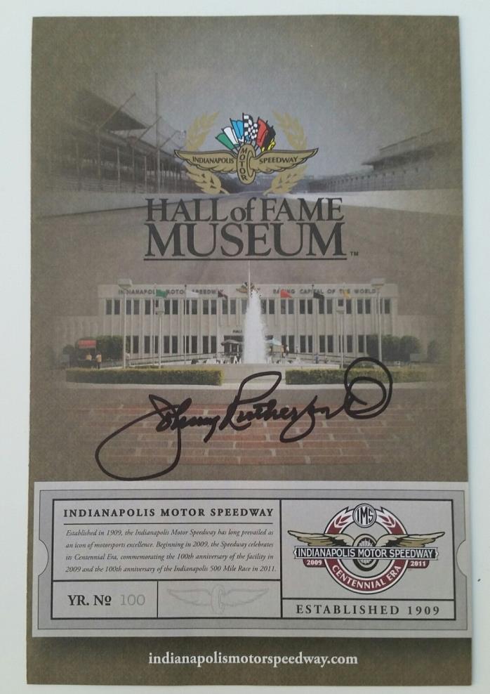 JOHNNY RUTHERFORD SIGNED INDIANAPOLIS MOTOR SPEEDWAY HALL OF FAME INDY 500
