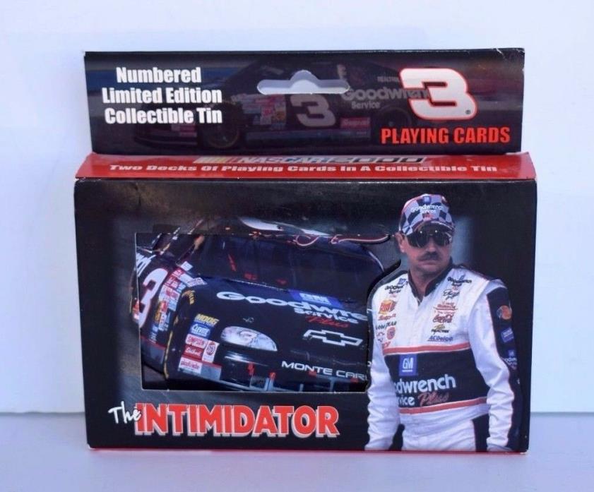 Dale Earnhardt Nascar Set of 2 Decks of Playing Cards In Tin Case Cards Sealed