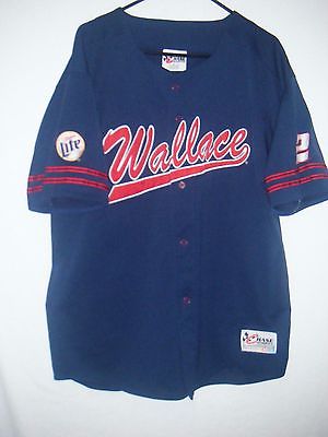 Adult L Rusty Wallace baseball jersey embroidered sewn Miller Lite beer Chase