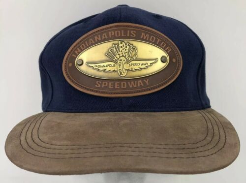 Vintage Indianapolis Motor Speedway Navy Baseball Hat Cap Suede Bill Adjustable