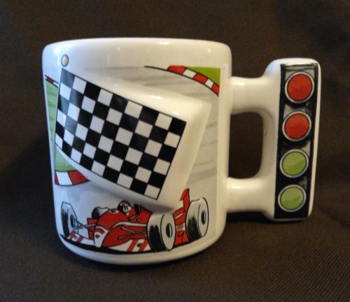 Formula 1 Racing 3D Coffee Cup Mug Stein Checkered Flag Automotive Nascar Car