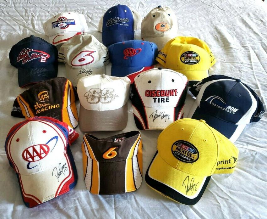 Nascar Hats Lot of 16 - 9 are Autographed David Ragan #6 Racing Caps