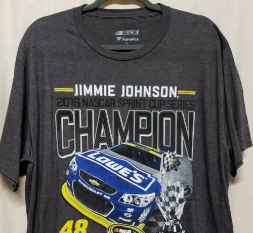 Jimmie Johnson #48 Lowe's 2016 Nascar Champions Mens Sz XL T-Shirt Gray Cotton