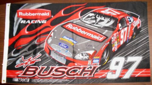 Kurt Busch Autographed (Signed) '97 NASCAR Rubbermaid Racing Flag