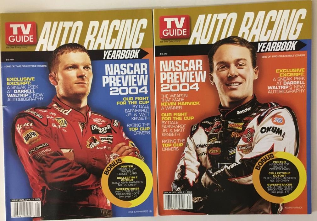 TV Guide NASCAR PREVIEW 2004 Two Collectible Covers Kevin Harvick Dale Earnhardt