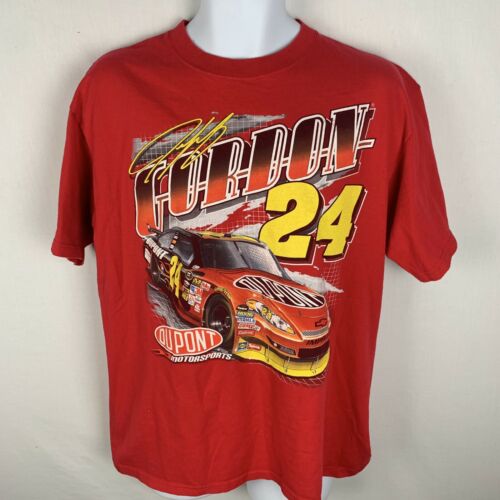 Nascar Jeff Gordon 24 Mens Large T Shirt Red Short Sleeve Graphic Tee Racing