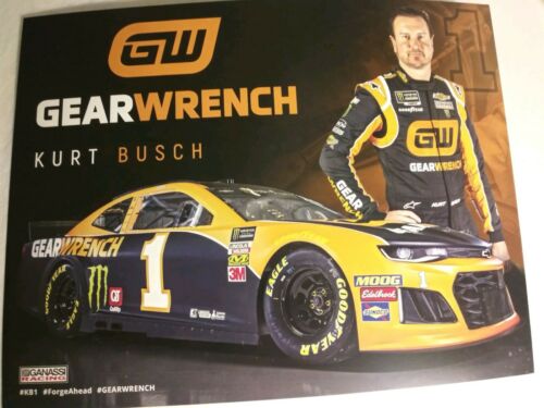 2019 Kurt Busch 8x10 Gear Wrench CGR NASCAR Monster Cup Hero / Post Card