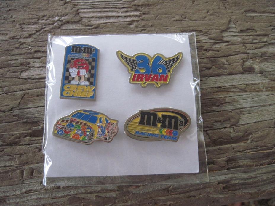 Nascar, Pack of 4 Tie Tac Style Pins for #36 M&M Car, Irvan, Look New