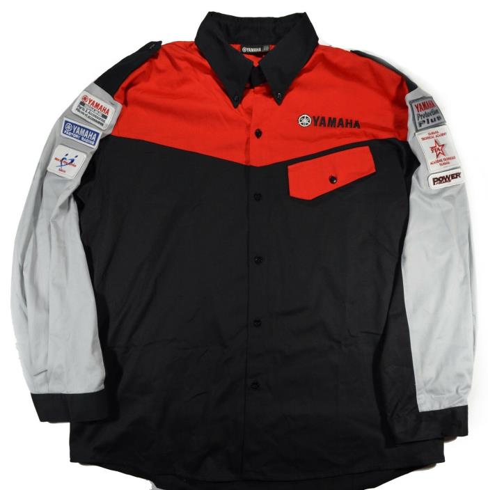 Yamaha Racing Mechanics Shirt Mens Size XXL Motorsport Long Sleeve Button Up