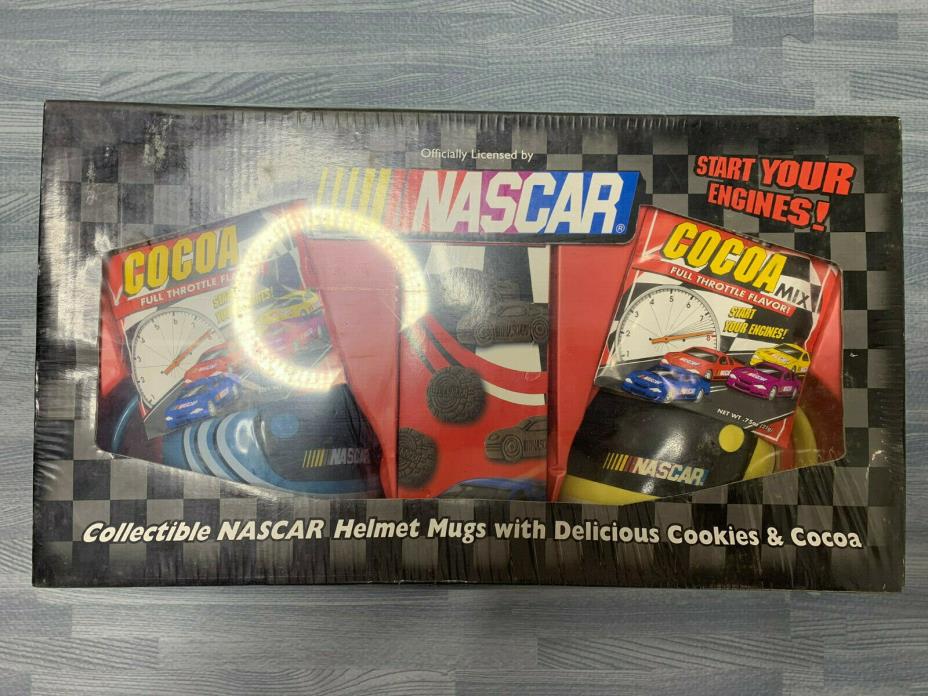 Sealed Collectible Nascar Helmet Mugs Delicious Cookies & Cocoa