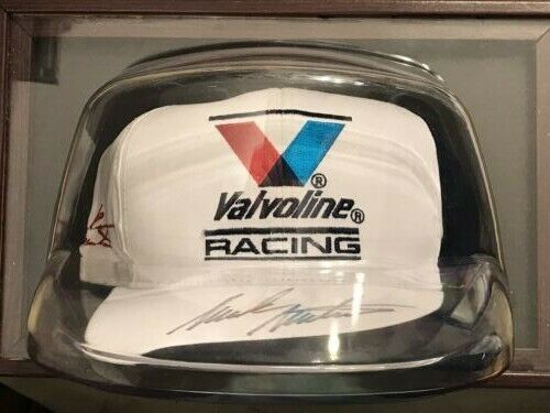 NASCAR Valvoline Racing Baseball Cap #6 Mark Martin autograph ca.1998 with frame