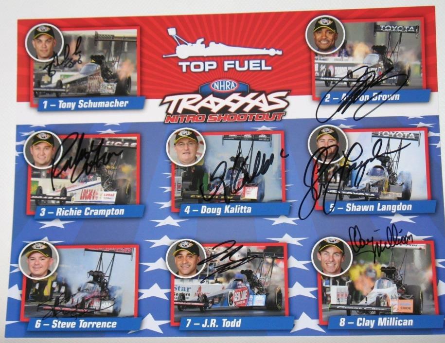 2015 NHRA Traxxas Nitro Shootout Top Fuel Handout Signed By All 8 Drivers