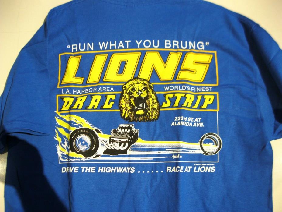 Lions Drag Strip T Shirt Blue Large
