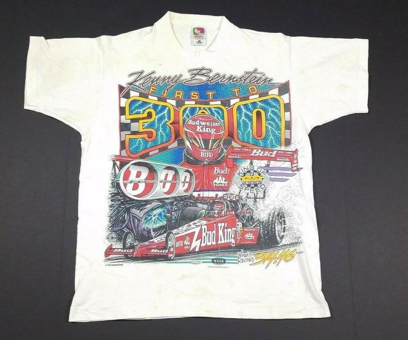 Vtg Budweiser Kenny Bernstein 300 NHRA King of Speed 1996 Thrashed T-Shirt L 90s