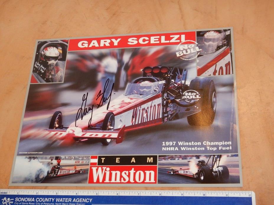 GARY SCELZI, TEAM WINSTON 1997 NHRA TOP FUEL AUTOGRAPHED PHOTO CARD