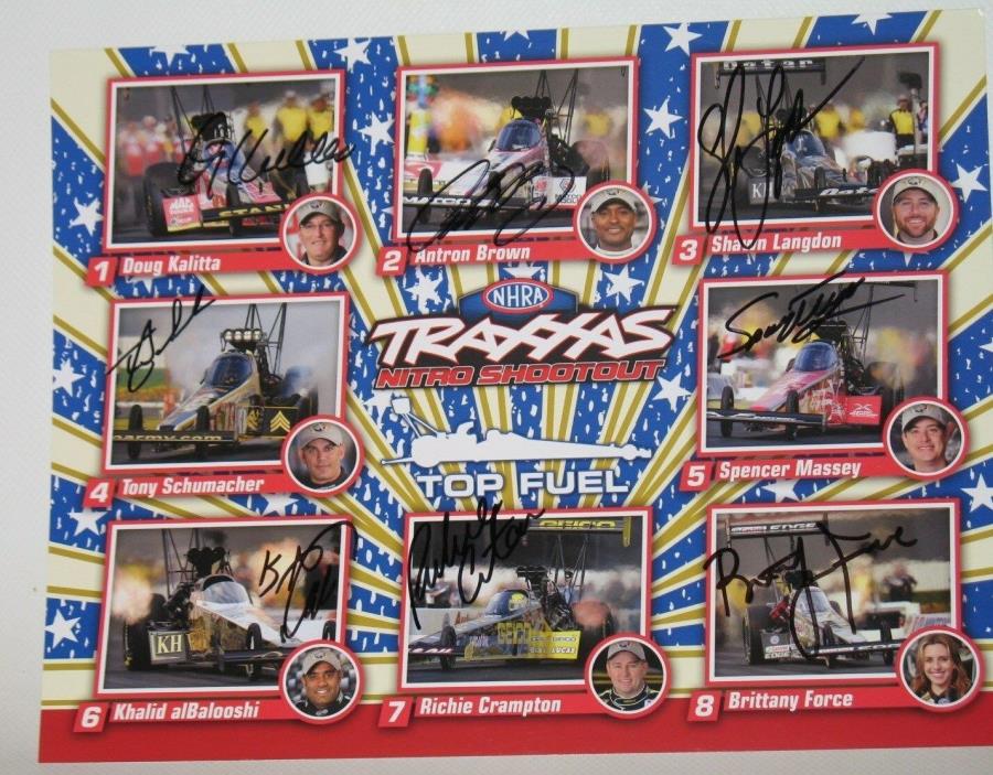 2014 NHRA Traxxas Nitro Shootout Top Fuel Handout Signed By All 8 Drivers