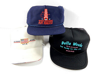 Lot of (3) Vintage Hats 1995 Reno Air Races Della Woods Racing Las Vegas Nevada